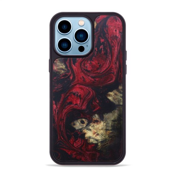 iPhone 14 Pro Max Wood+Resin Phone Case - Andon (Dark Red, 611031) on Sale