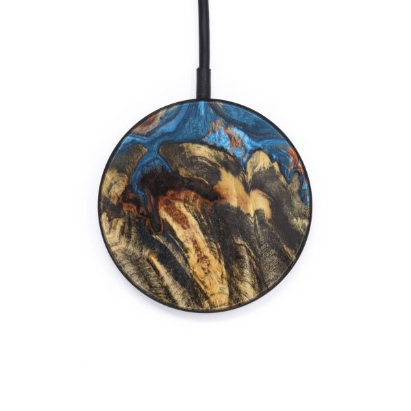 Circle Wood+Resin Wireless Charger - Branson (Teal & Gold, 610140) on Sale