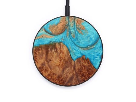 Circle Wood+Resin Wireless Charger - Mustafa (Teal & Gold, 610190) Online