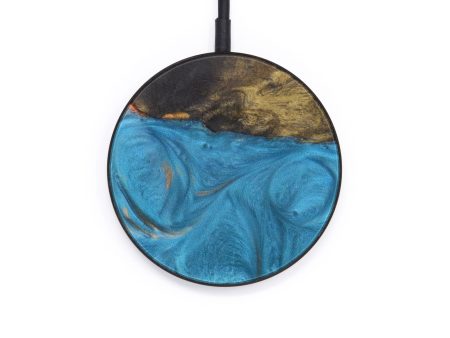 Circle Wood+Resin Wireless Charger - Pablo (Teal & Gold, 610217) Sale