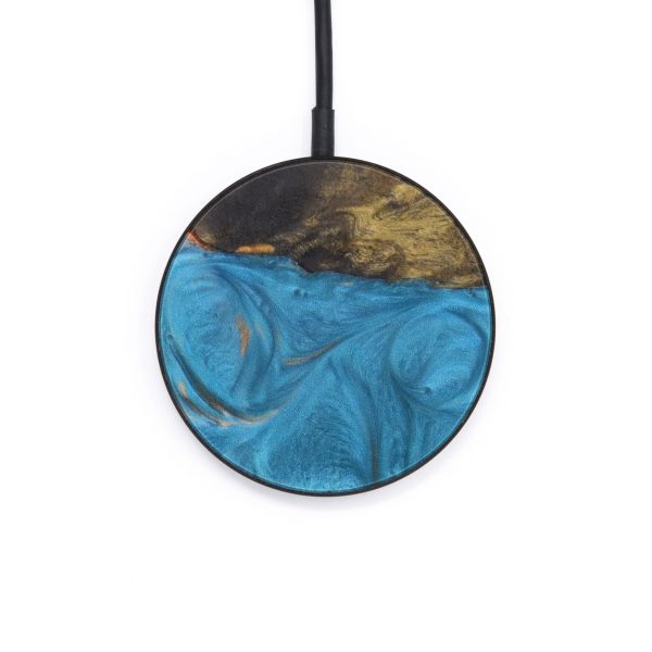 Circle Wood+Resin Wireless Charger - Pablo (Teal & Gold, 610217) Sale