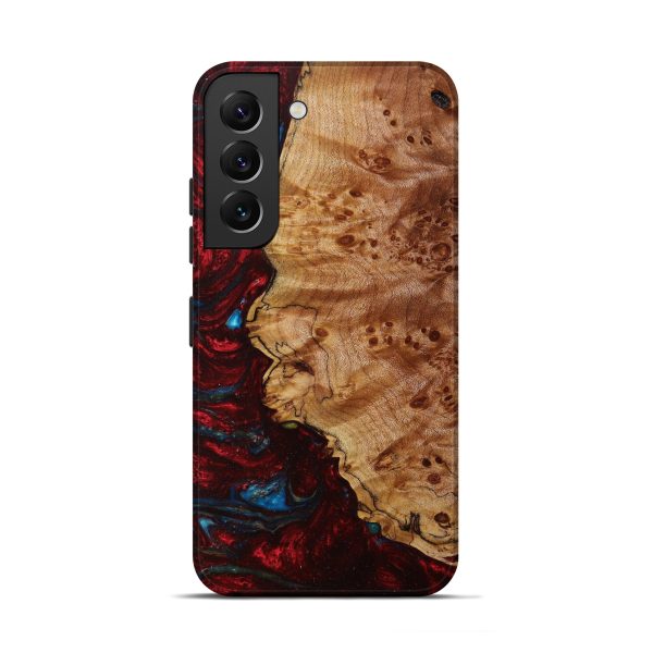 Galaxy S22 Wood+Resin Live Edge Phone Case - Brice (Dark Red, 610773) on Sale