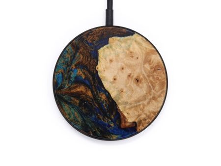 Circle Wood+Resin Wireless Charger - Ernestine (Teal & Gold, 614610) Hot on Sale