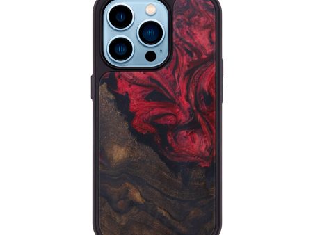 iPhone 14 Pro Wood+Resin Phone Case - Aedan (Dark Red, 612073) For Discount