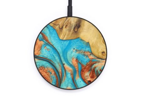 Circle Wood+Resin Wireless Charger - Joseline (Teal & Gold, 610220) For Cheap