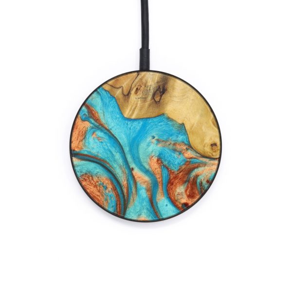 Circle Wood+Resin Wireless Charger - Joseline (Teal & Gold, 610220) For Cheap