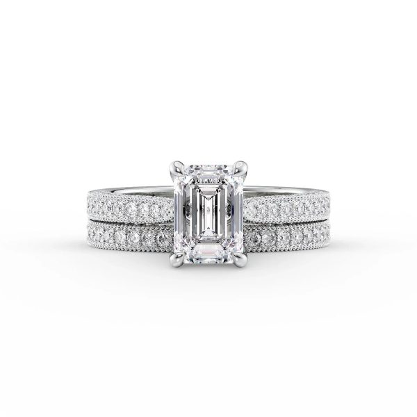 The Catherine Set With A 3 Carat Emerald Moissanite Online Sale