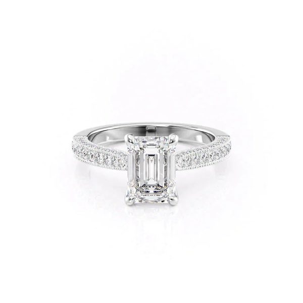 The Catherine Set With A 4.5 Carat Emerald Moissanite For Discount