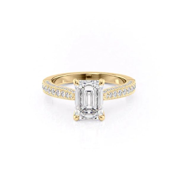 The Catherine Set With A 1.5 Carat Emerald Moissanite For Discount